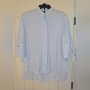 Who What Wear Light Blue Striped Button Down Shirt Size XS
